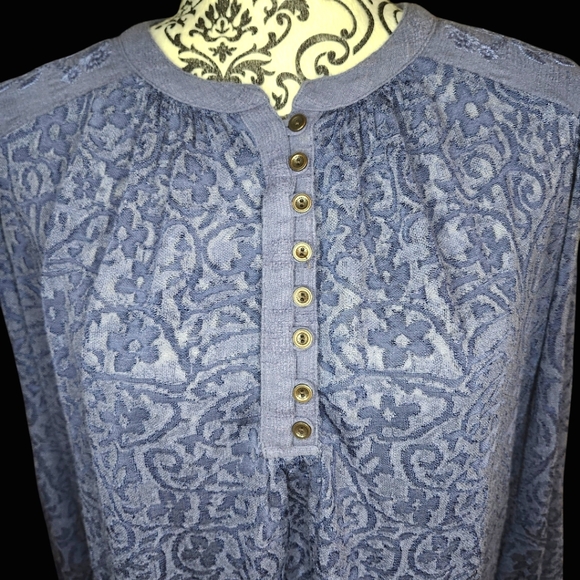 LUCKY BRAND Blue Floral Hi Lo Tunic- Small - Picture 4 of 6